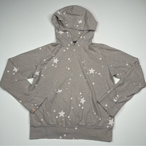 Monrow Hoodie Sweatshirt Pullover Stars Grey Distressed Outdoor Comfy Lounge - Picture 1 of 16
